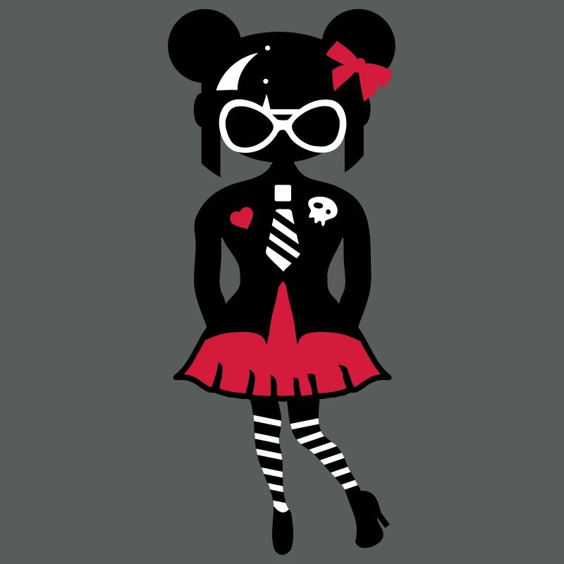 Mädchen im Gothic Anime Look mit Sonnenbrille