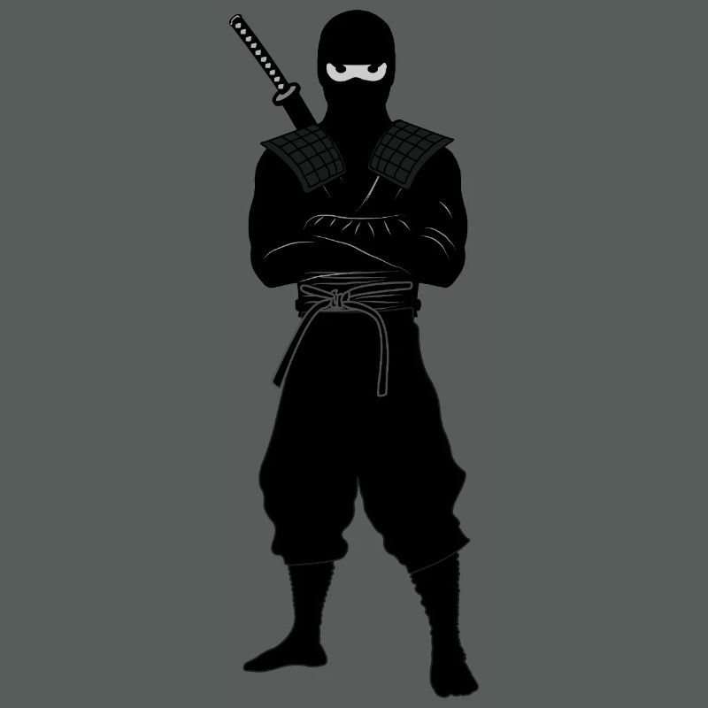 Ninja coriace avec une épée dans le dos
