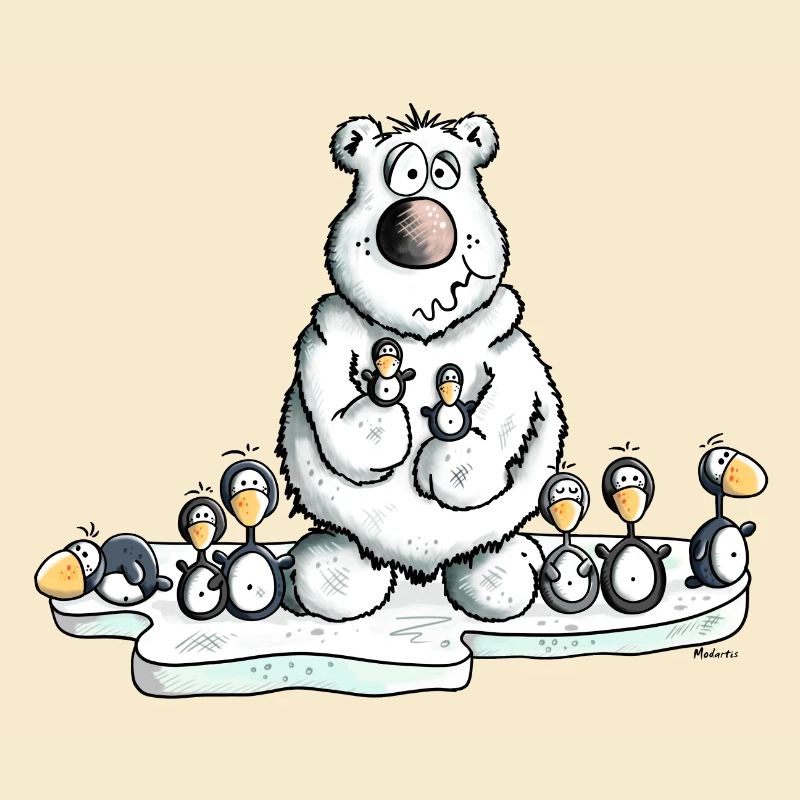 Polar Bear with Penguins