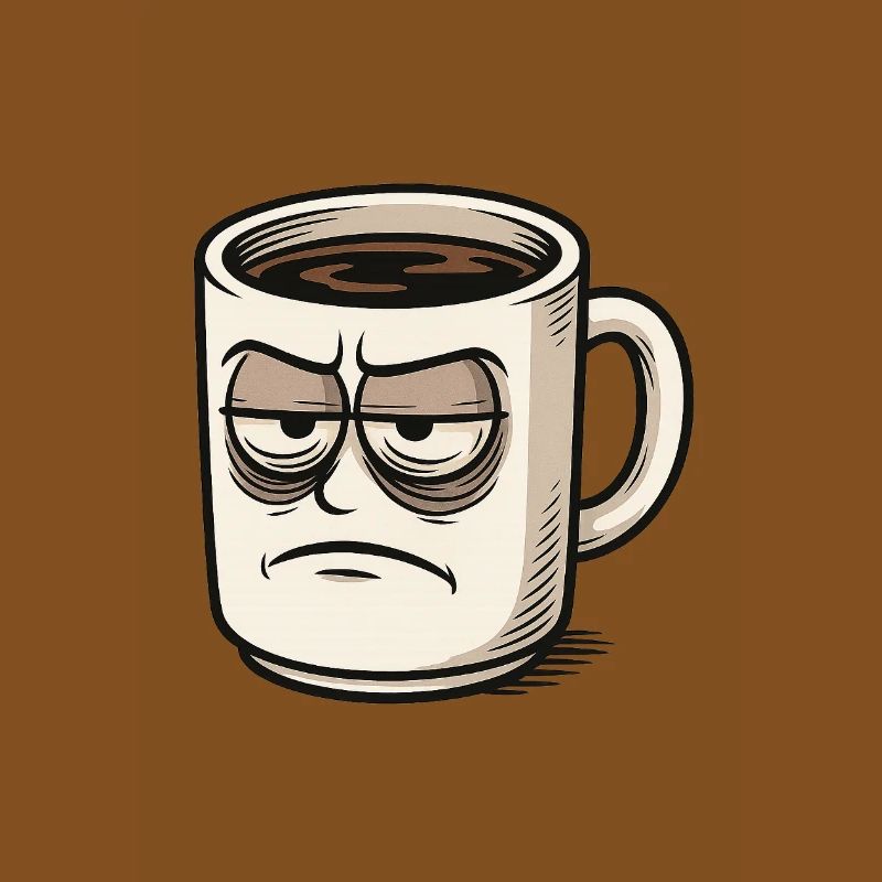 Kaffeetasse mit mürrischem Gesicht