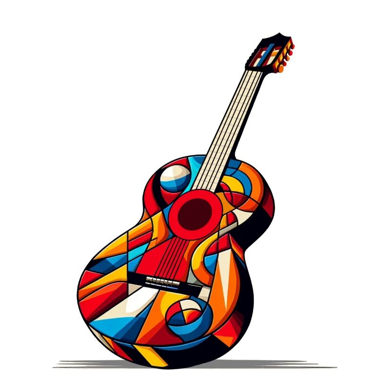 Guitare classique multicolore style cubiste