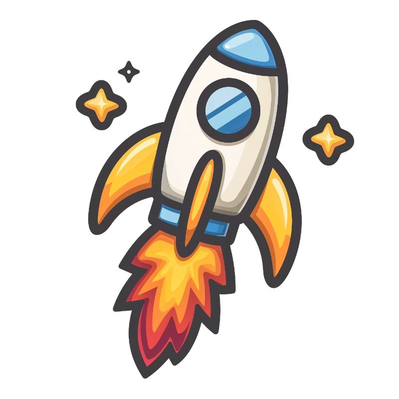 Rocket Launch Cartoon Design