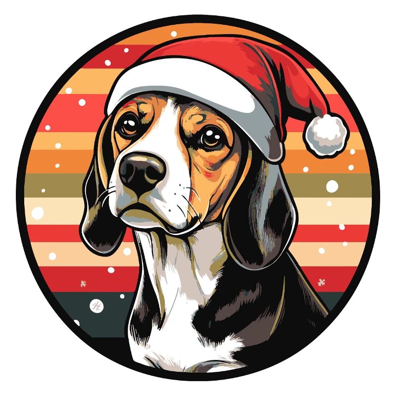 Beagle mit Weihnachtsmannhut