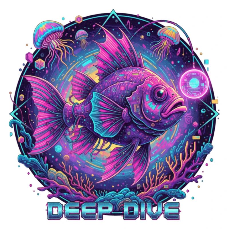 Deep Dive Neon Fish Underwater