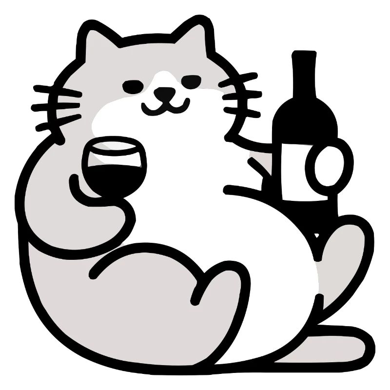 Chat avec illustration de vin