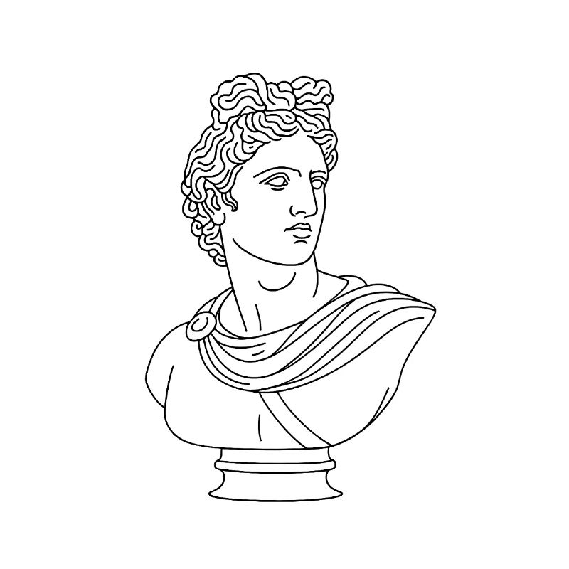 Stylized Apollo Bust | Minimalist illustration