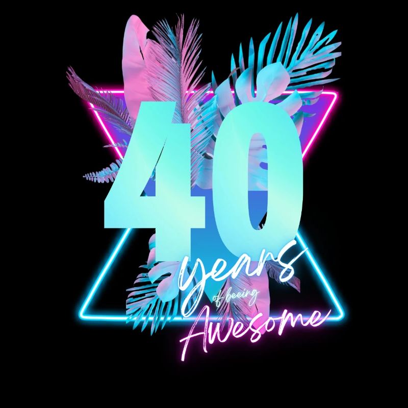 Célébration rétro néon des 40 ans