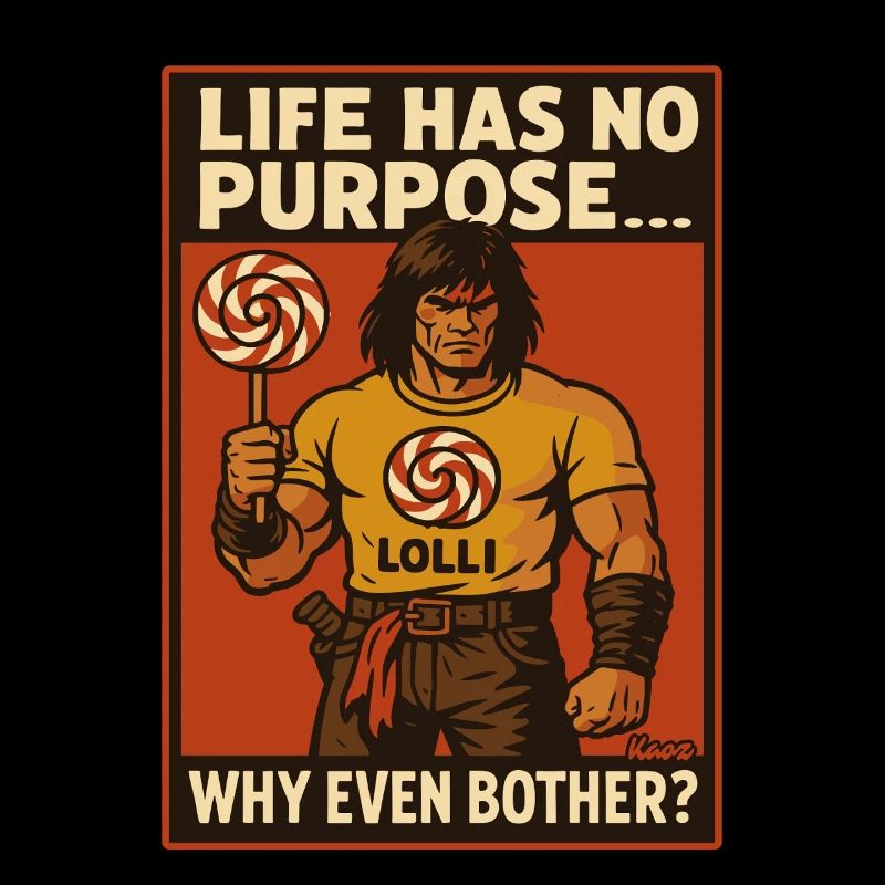 Muscular warrior man with lollipop comic style