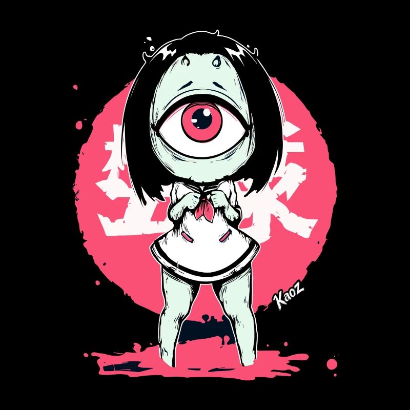 Fille monstre kawaii avec un œil