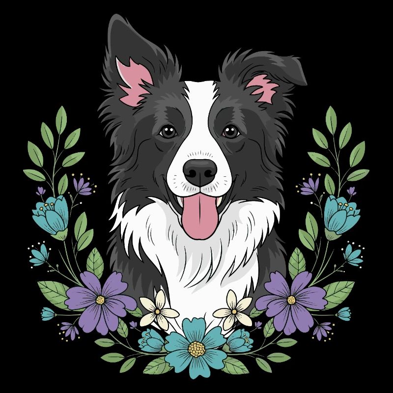 Border Collie Blumenfeier