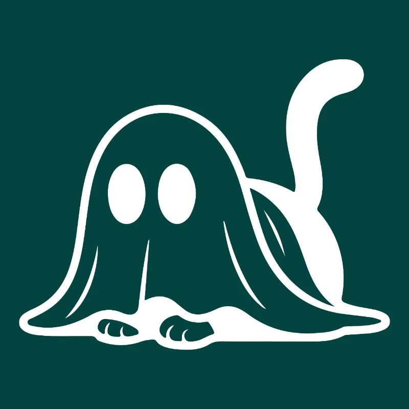 Cat dressed as a ghost – cute Halloween motif