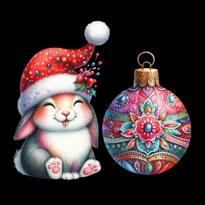 Festive Bunny with Ornate Ornament