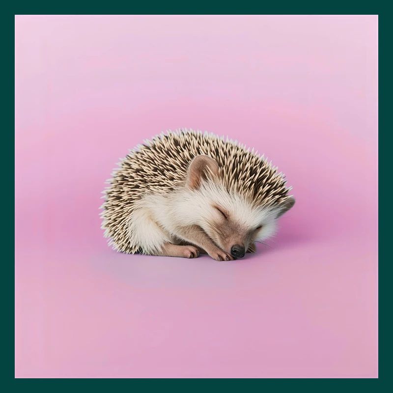 Schlafender Igel auf blassrosa Hintergrund