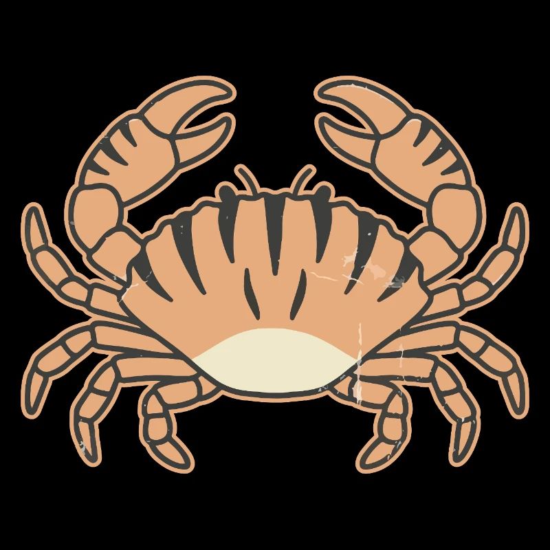 Stylized crab with tiger stripes