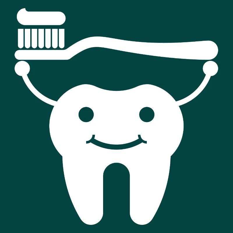 Tooth with toothbrush and toothpaste