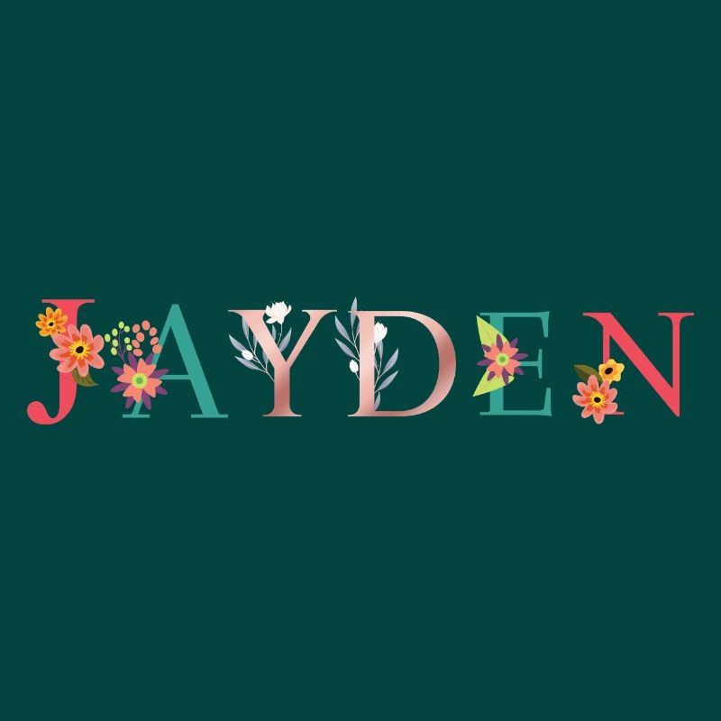 JAYDEN Prénom Art avec fleurs brodées