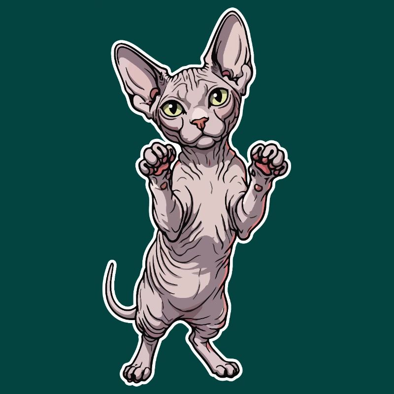 Chat Sphynx Mignon Posture Debout Portrait