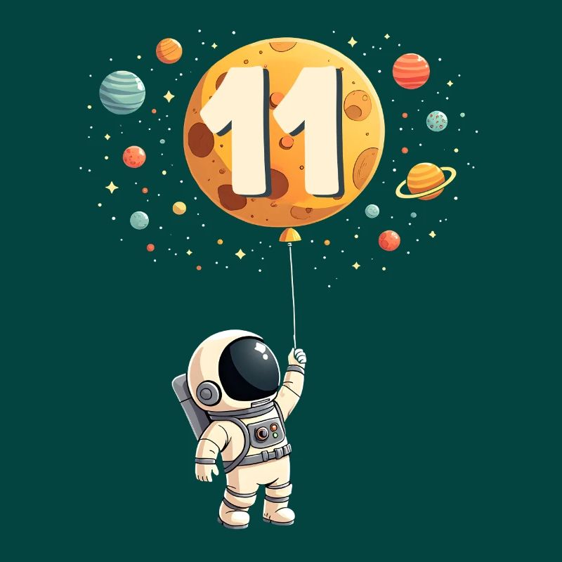 Cute Astronaut 11th Birthday Boy Outer Space