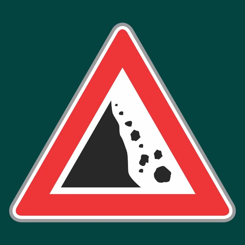Road sign Stone fall