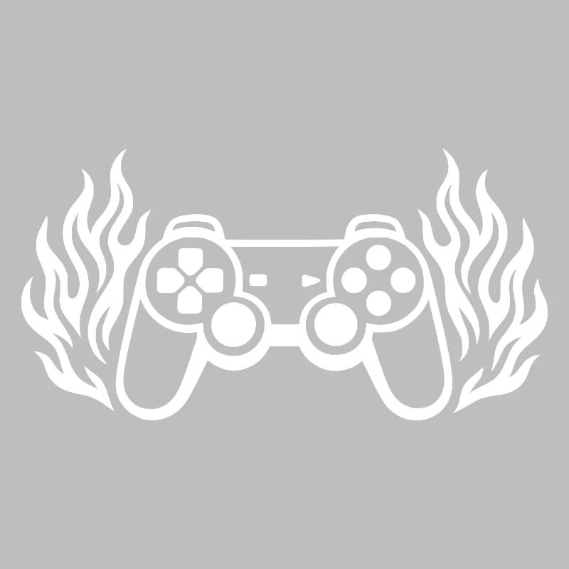 Flames controller, burning gamepad graphics