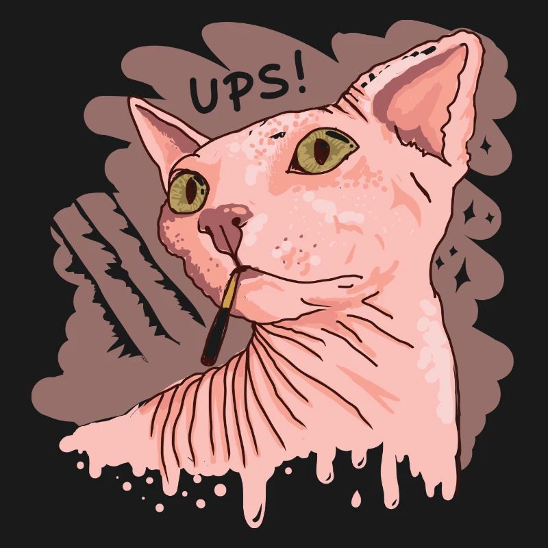 Sphynx Katze mit Zigarette