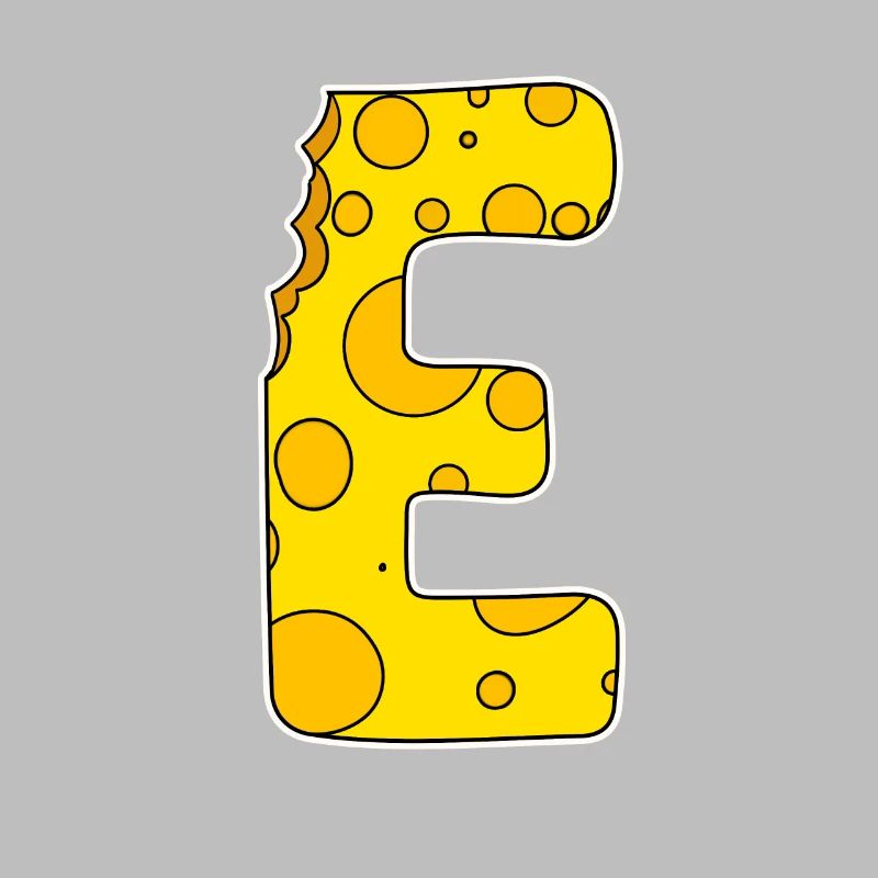 Letter E - Initial Letter E - Cheese Motif