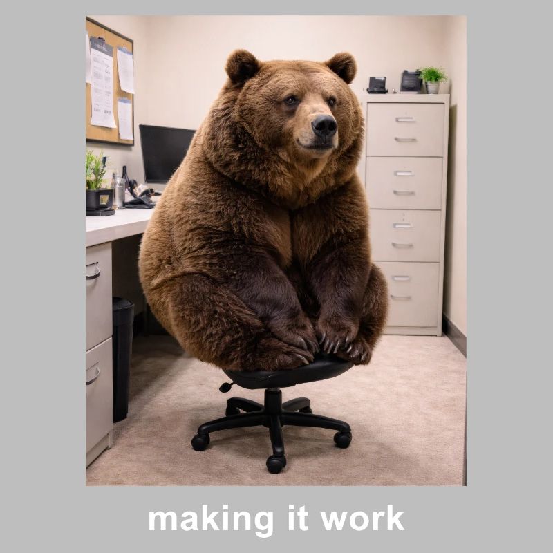Making It Work Bear Meme Funny Work Humor