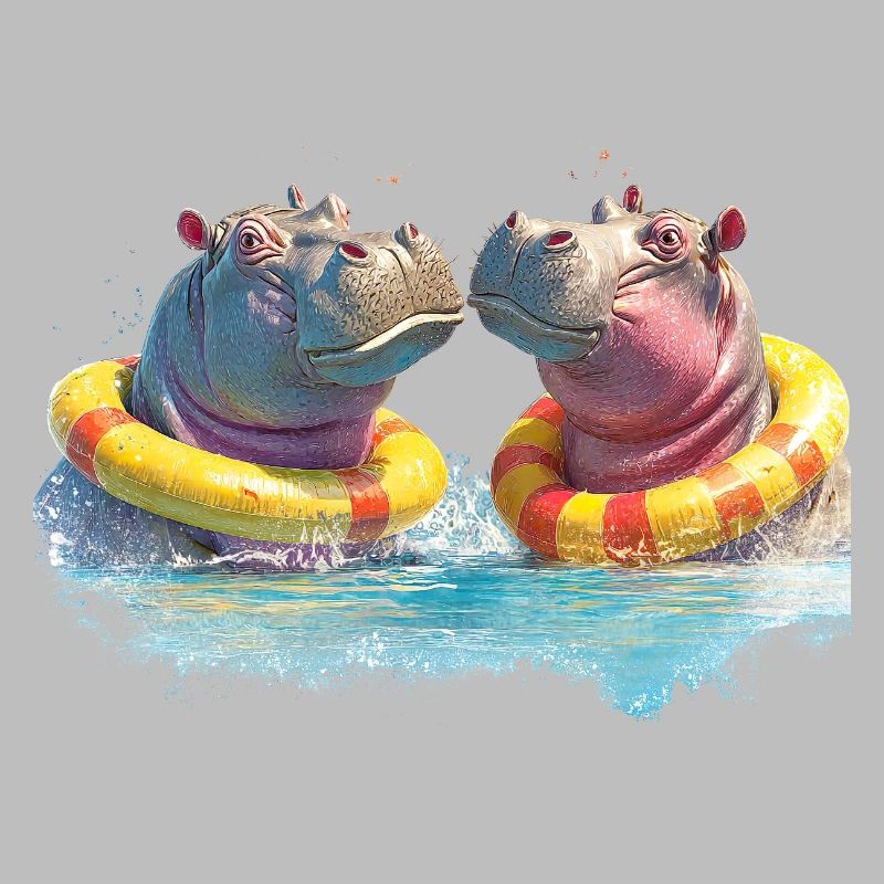 Double Hippo Bathing Fun