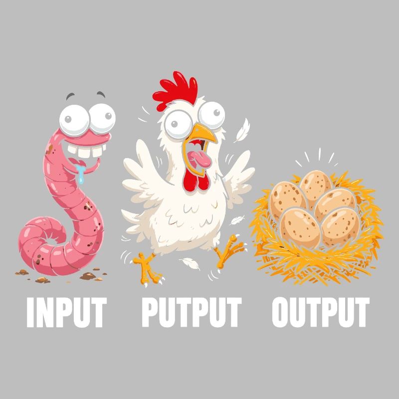 Input Output Trio: Hahn Wurm Eier