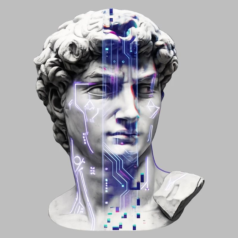 Buste cybernétique classique néon