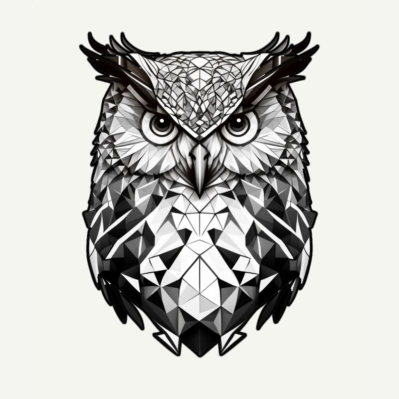 Geometrischer Eulenkopf schwarz weiss