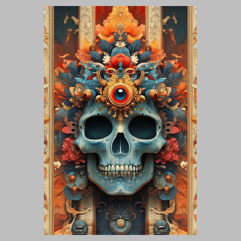 Flower Crown Skull with Third Eye