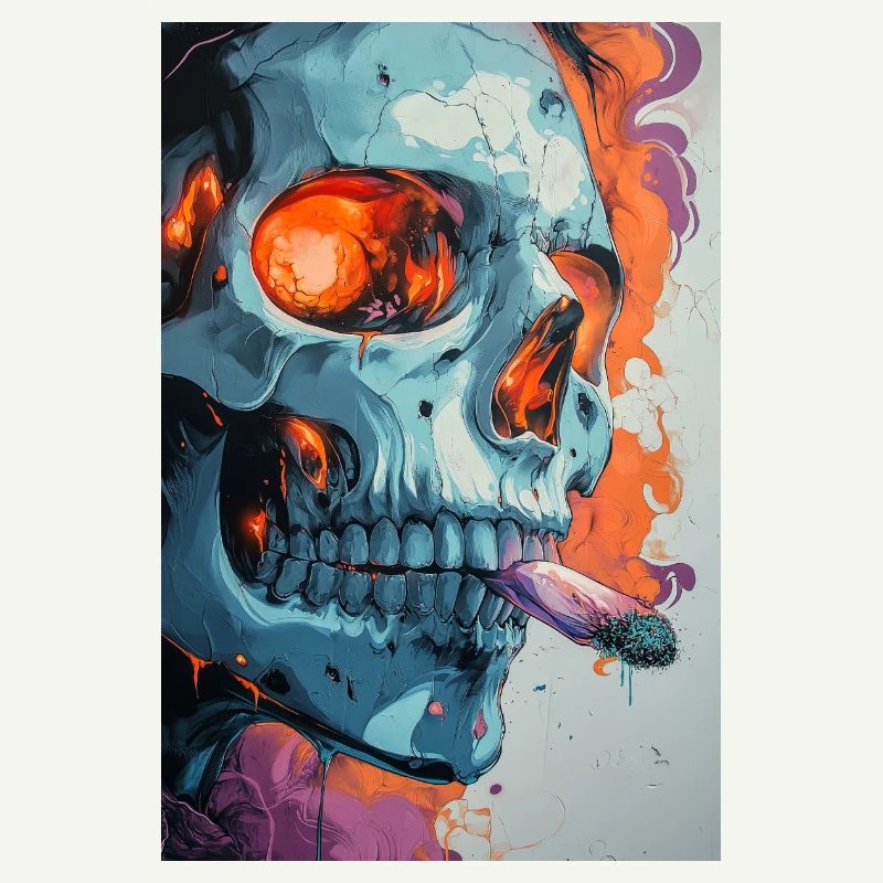 Skull Graffiti Fire Art