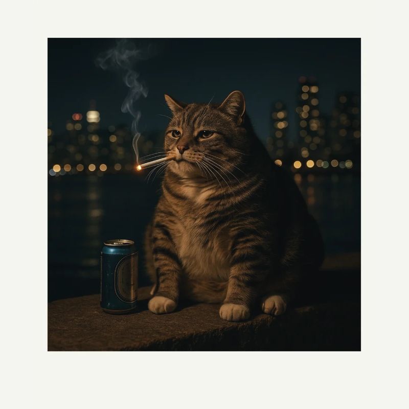 Funny Smoking Cat Meme Stupid Brainrot 