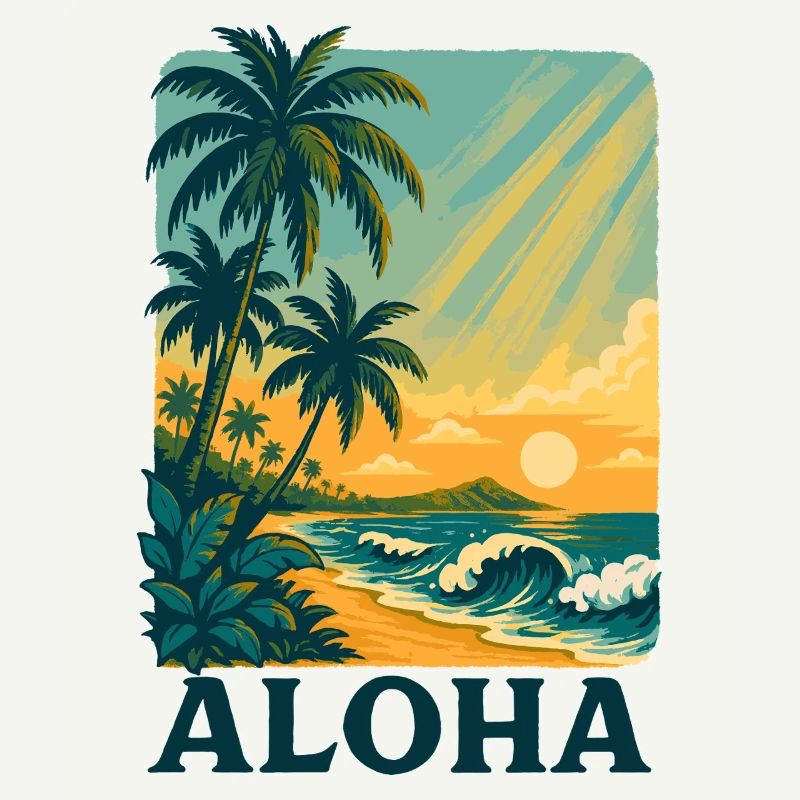 Aloha Sunset with Tropical Waves
