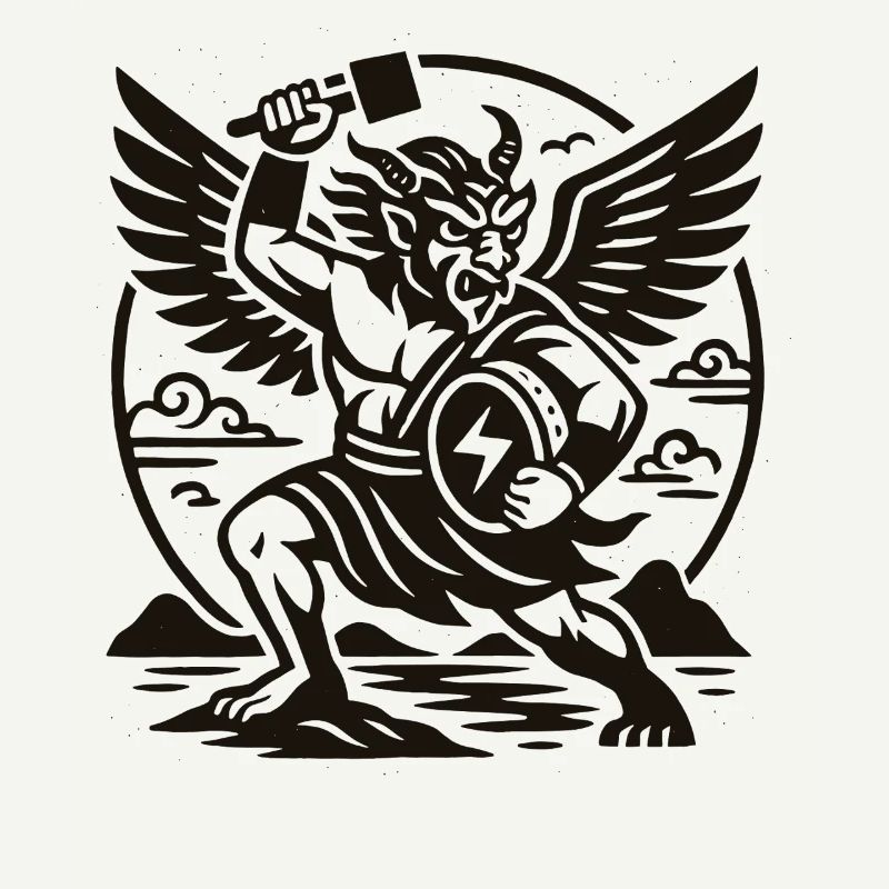 Chinese Thunder God Winged Demon Warrior