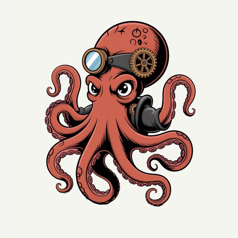 Pieuvre dans le style steampunk avec monocle