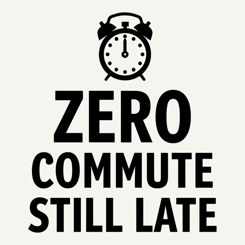Zero Commute Still Late Home Office Saying