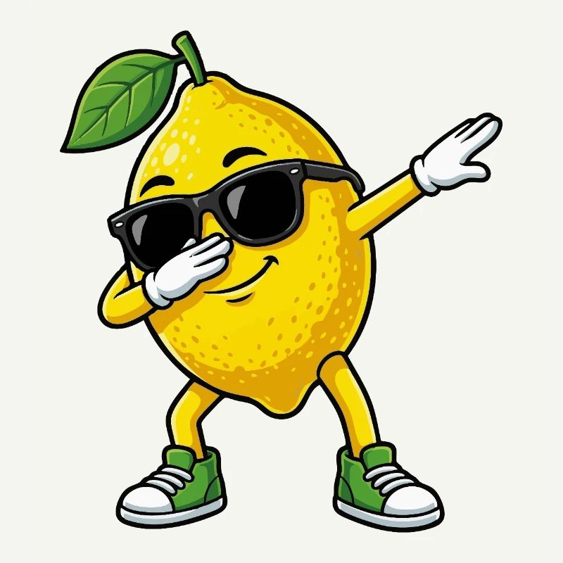 Lustige Zitrone in Dab-Pose Cartoon