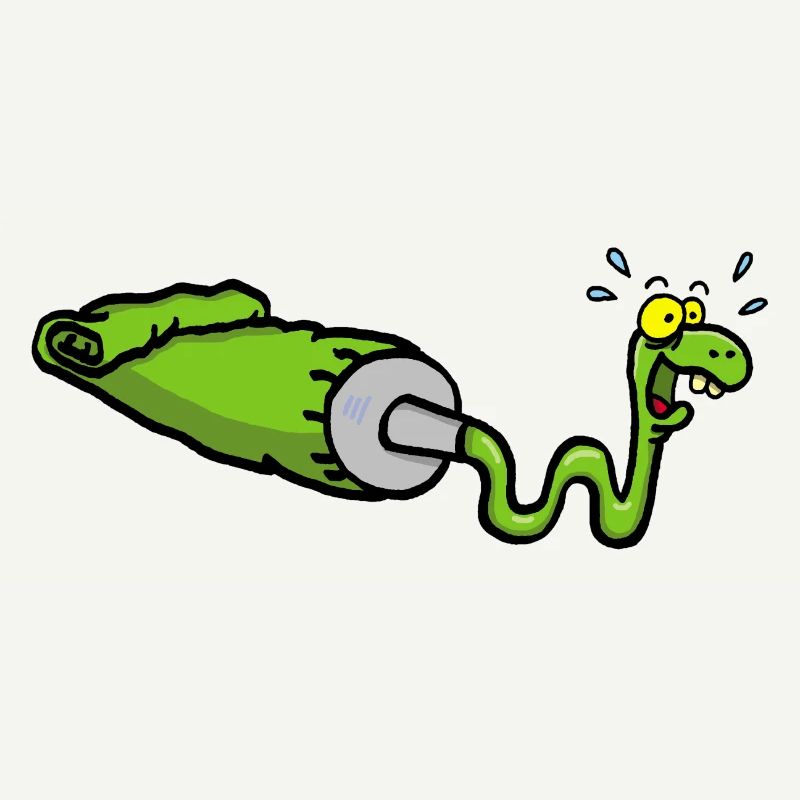Serpent vert et tube de gouache