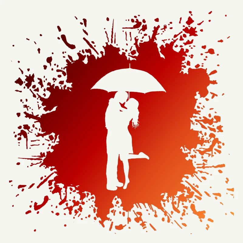 Frau Mann Regenschirm Splash