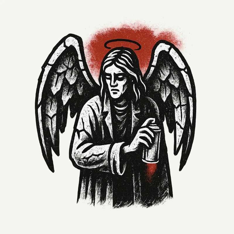 Engel mit der Absicht des Graffitis