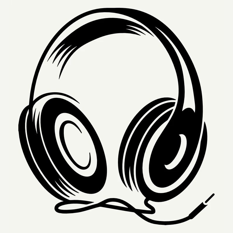 Kopfhörer mit Kabel im Stencil Stil