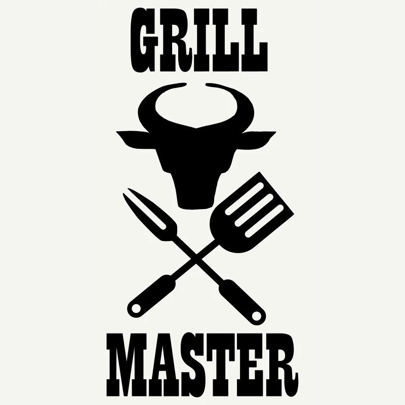 Taureau de couverts barbecue et texte 'Grill master'