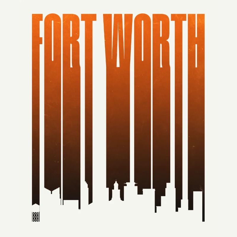 Fort Worth Skyline Neon-Gradienten