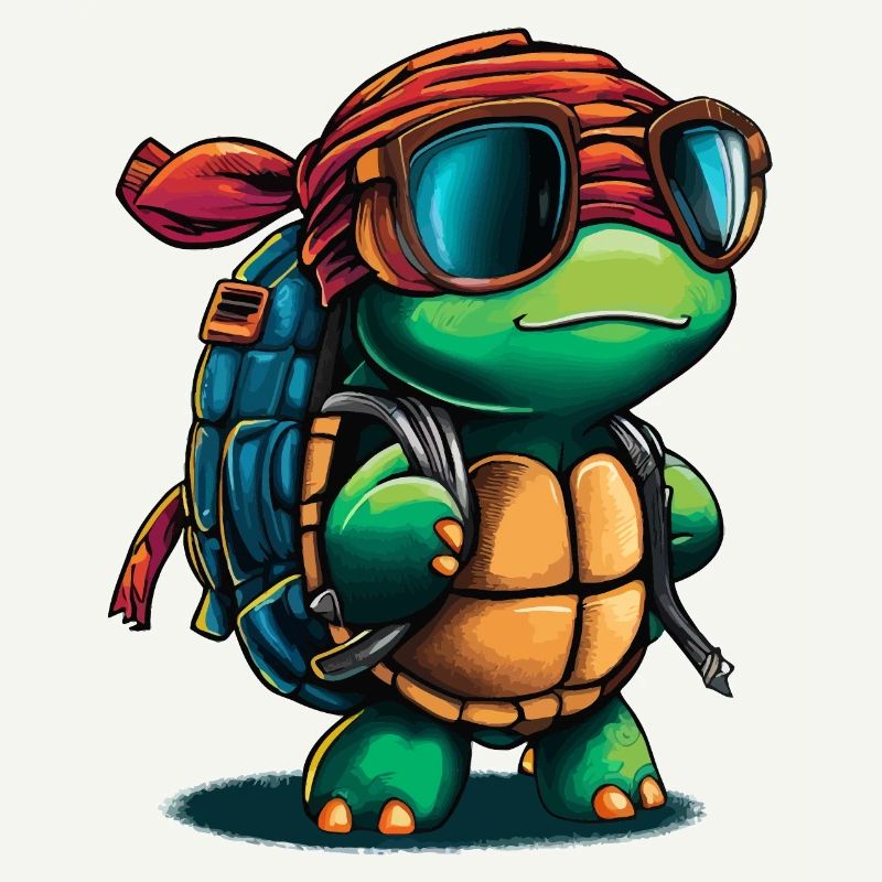 Adventure Turtle with Sunglasses and Backpack