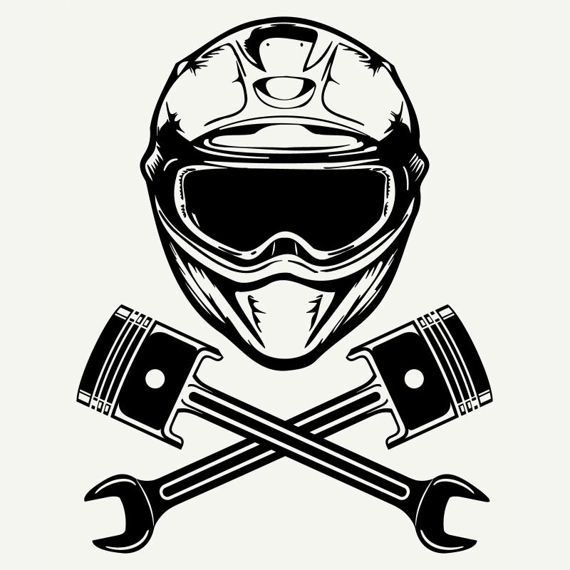 Casque de moto croisé avec clé de piston moteur