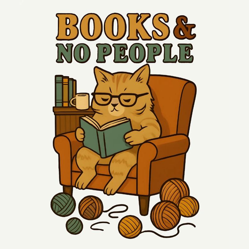 Cat reader in a comfortable armchair