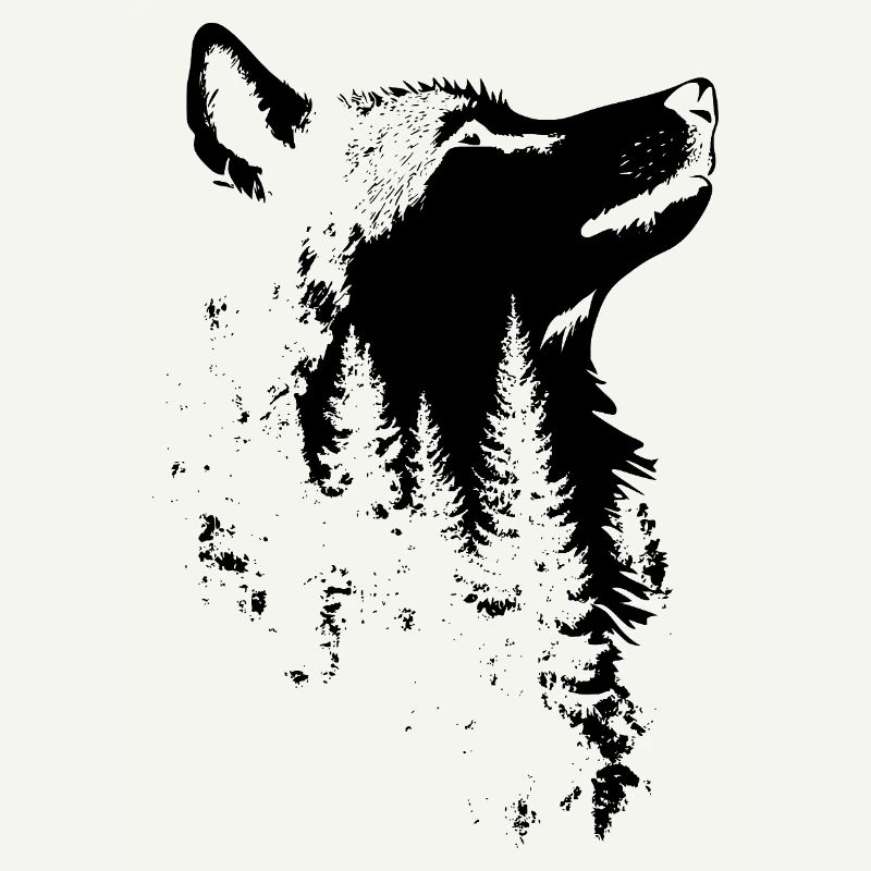 Wolf Gesicht Wald Silhouette