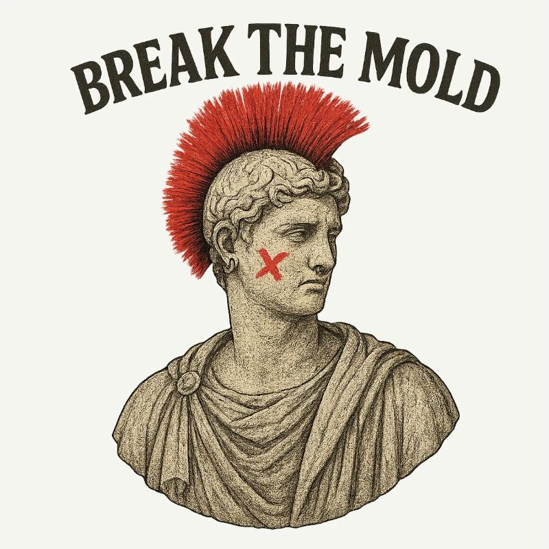 Ancient Bust with Bold Protest Motif